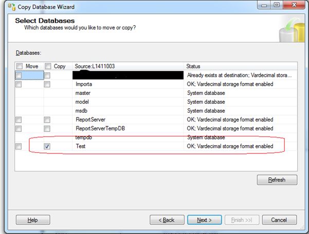 Now select the databas